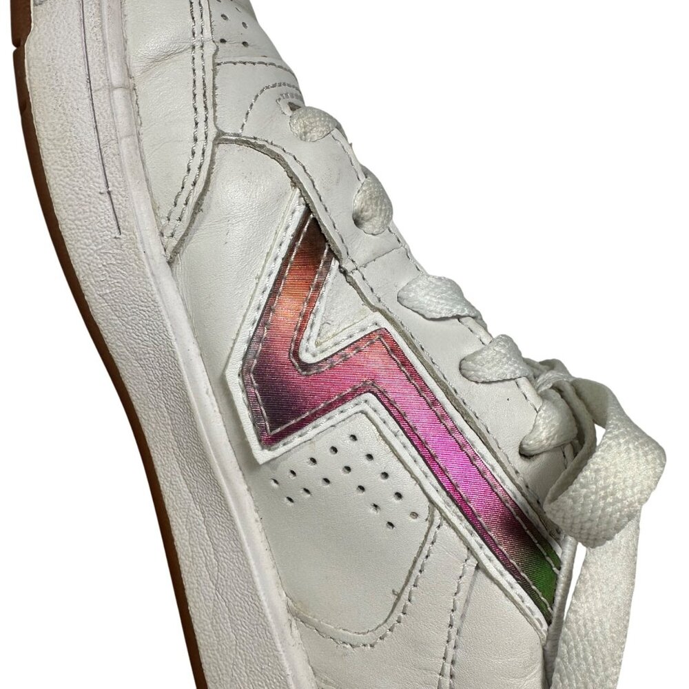 Vans Womens 6.5 Mens 5 White Leather Sneakers With Multicolor Accents Lace-Up - Picture 10 of 14